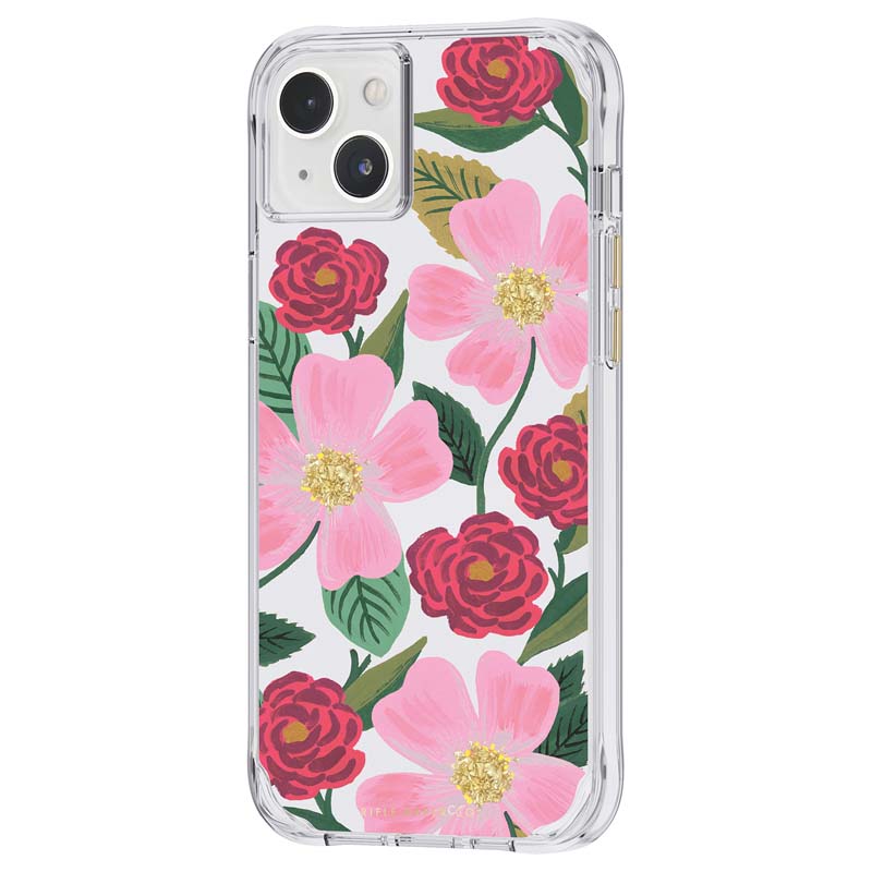 Rifle Paper Clear - Etui Iphone 14 Plus Zdobione Złotem (Rose Garden)