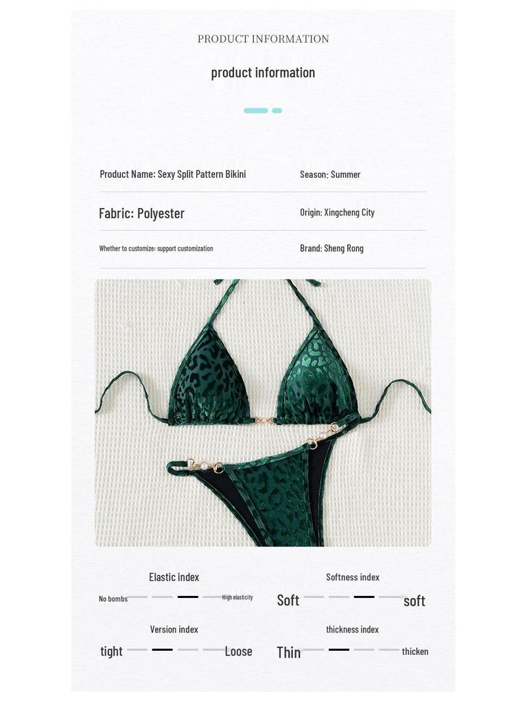 Раздельный купальник бикини в европейском и американском стиле 2025: Купальники с завязками и сексуальным принтом для женщин