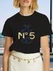 Luxury Brand Fashion Black Perfume Surrey Printed Crew Neck Clothing Short Sleeve Summer Women's Trend Y2K Oversized Tops