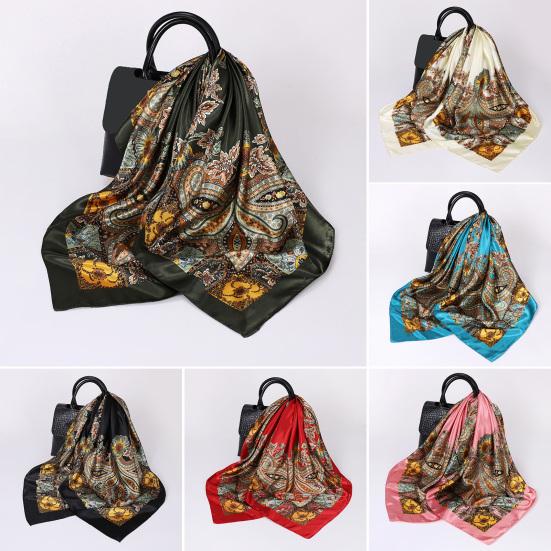 Kerchief Cashew Pattern Faux Silk Scarf Soft Smooth Bright Color Kerchief Simulated Silk Texture Kerchief