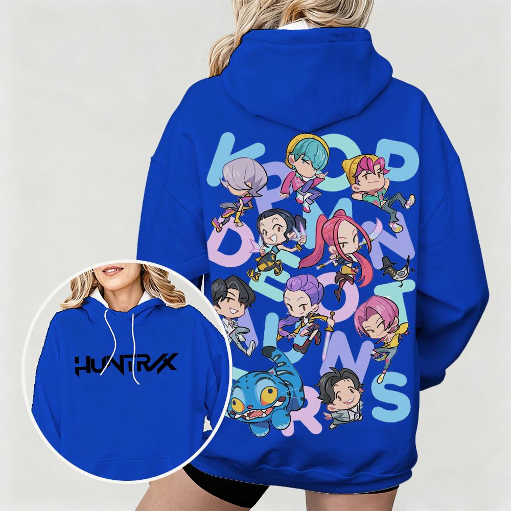 KPop Охотники на демонов Милые Анимированные Персонажи Принт Повседневная Мода Ежедневная Толстовка Женская Оверсайз Удобная Толстовка