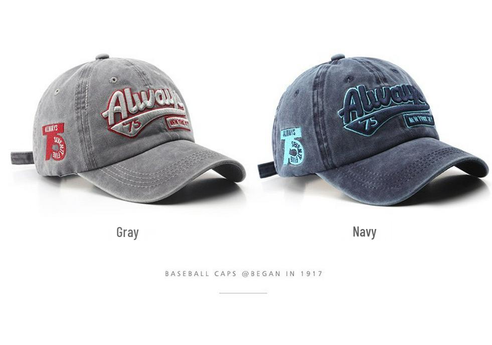Men's Retro Washed Baseball Cap - 3D Embroidered Visor, Warm Sun Protection for Spring and Autumn