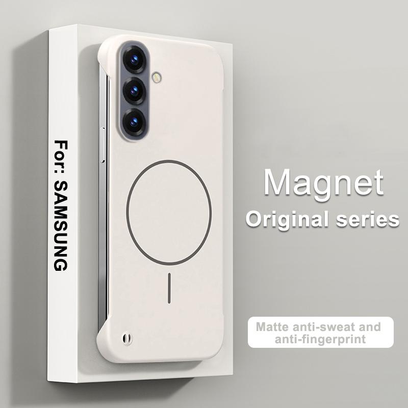 For Magsafe Frameless Magnetic Case For Samsung S26 S25 S24 S23 S22 S21 S20 FE Plus Note 20 Ultra Solid Color Hard PC Back Cover