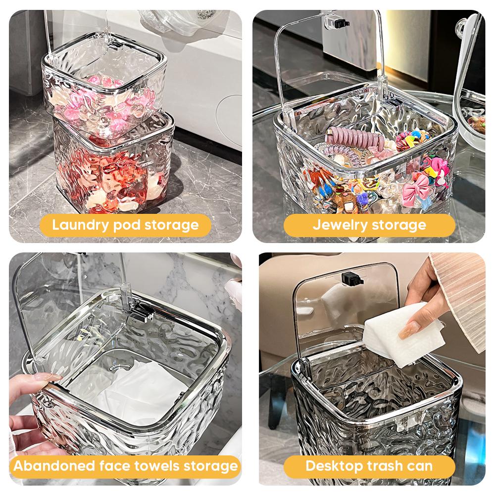 Laundry Pods Container Multi-Function Clear Storage Box for Washing Capsules Holder Coffee Capsules Organizer Desktop Trash Can