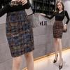 Брендовая элегантная клетчатая повседневная юбка с принтом для женщин, эластичная юбка-карандаш с высокой талией, большие размеры, S-5XL, клетчатая юбка с разрезом на ягодицах