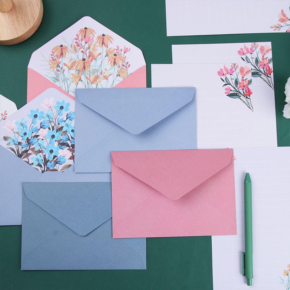 Office School Party Wedding Floral Pattern Paper Love Note Printed Flower Letter Envelopes Set