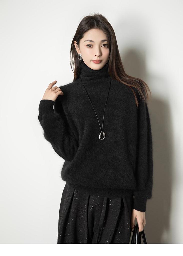 New Autumn/Winter High-Neck Sweater with Fur-Trimmed Brushed Alashan Cashmere