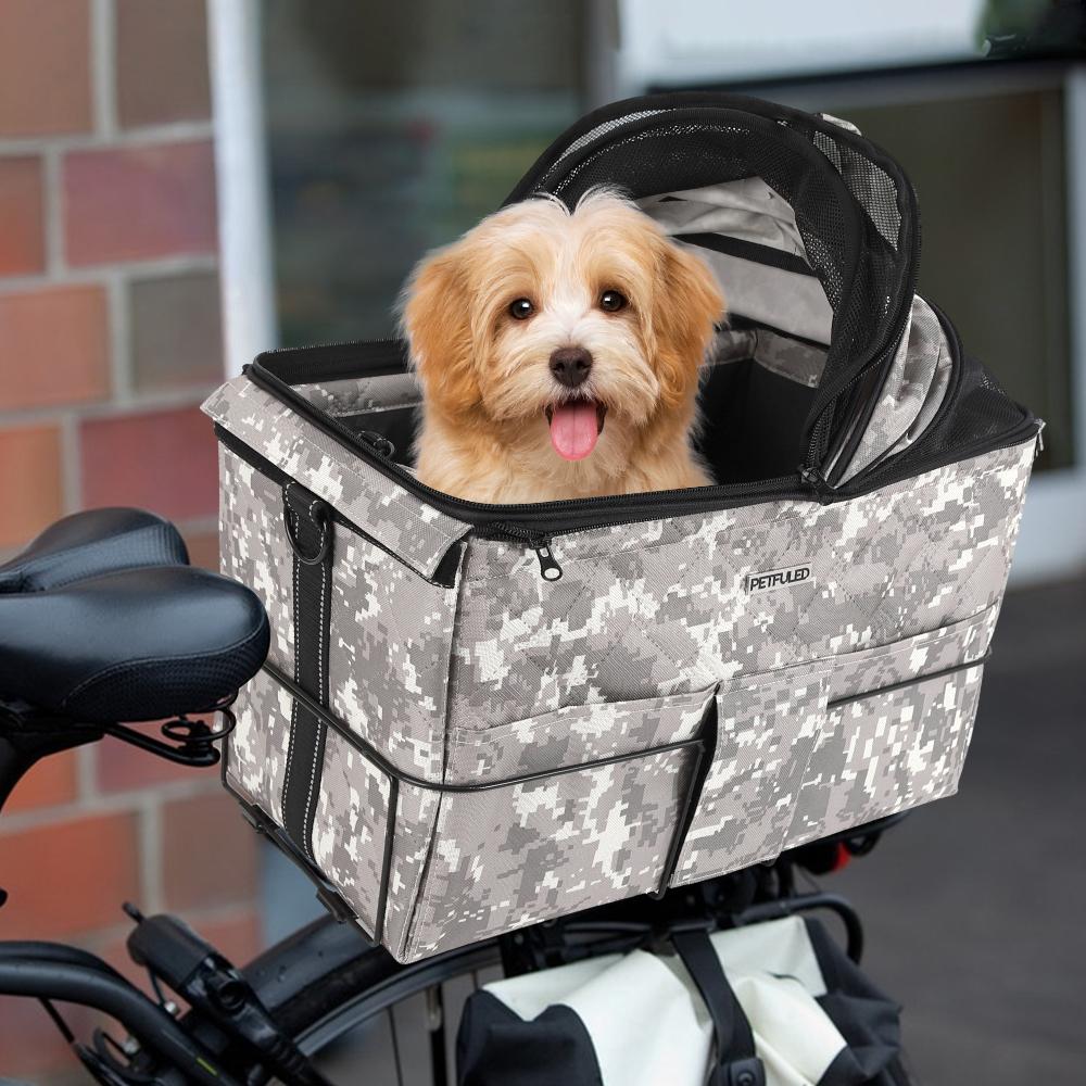 Comfortable Padded Dog Rear Bicycle Basket Pet Commuter Seat Basket for Rear of Bicycle Easy to Install