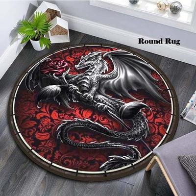 3D аниме ковер с драконом круглый коврик дракон круглый ковер круглые коврики нескользящий коврик для гостиной спальни украшение для ног