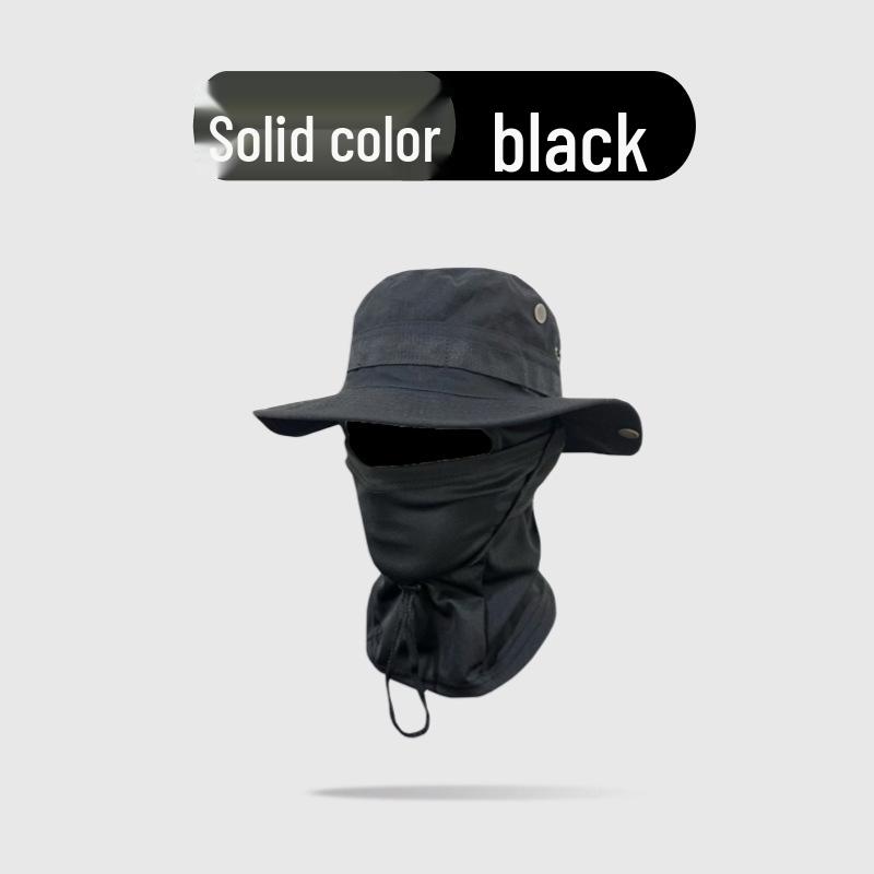 Camouflage Windproof Bucket Hat & Sunscreen Mask Set for Outdoor Activities