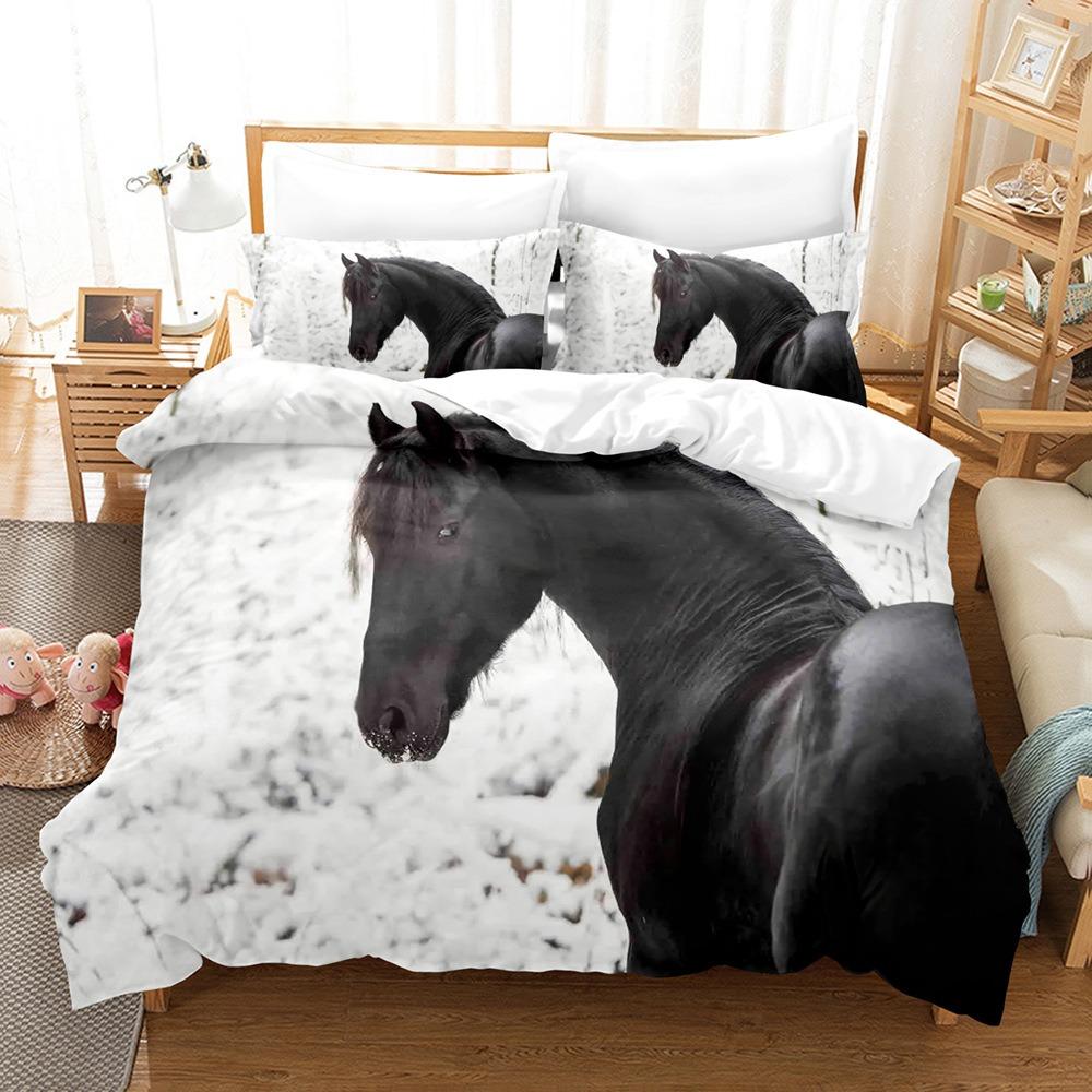 Animal Horse Bedding Sets Quilt Bed Cover Comforter Duvet Cover Pillow Case 2-3 Pieces Sets Kids Adult Bedroom Decoration