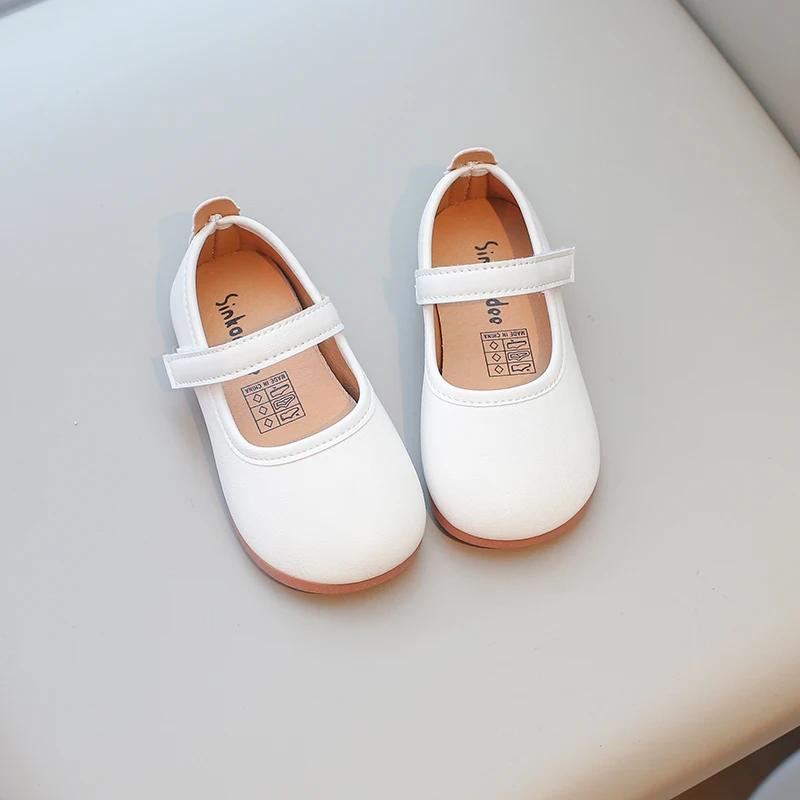 Девочки Простые Мягкие Мэри Джейн Мода Принцесса Милые Детские Балетки Детская Кожаная Обувь для Свадебной Вечеринки Классический Стиль Бежевый Розовый