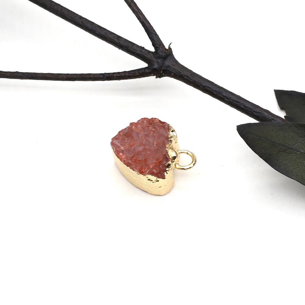 1 шт. маленький натуральный камень с золотым обернутым краем кулон в форме сердца хрустальный бутон подвески для изготовления ювелирных изделий DIY ожерелье браслет серьги аксессуары 12 мм