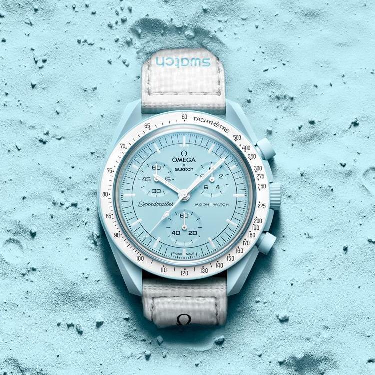 Swatch X Omega Биокерамические Часы Лунной Миссии на Уран Унисекс Белые SO33L100