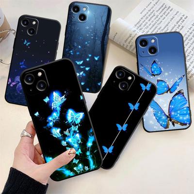 Синий чехол для телефона Butterfly для iPhone Samsung Galaxy Redmi Xiaomi Oppo OnePlus Note SA 7 8 9 10 11 12 13 14 20 21 22 23 53 54 Pro Max Ultra TPU Soft