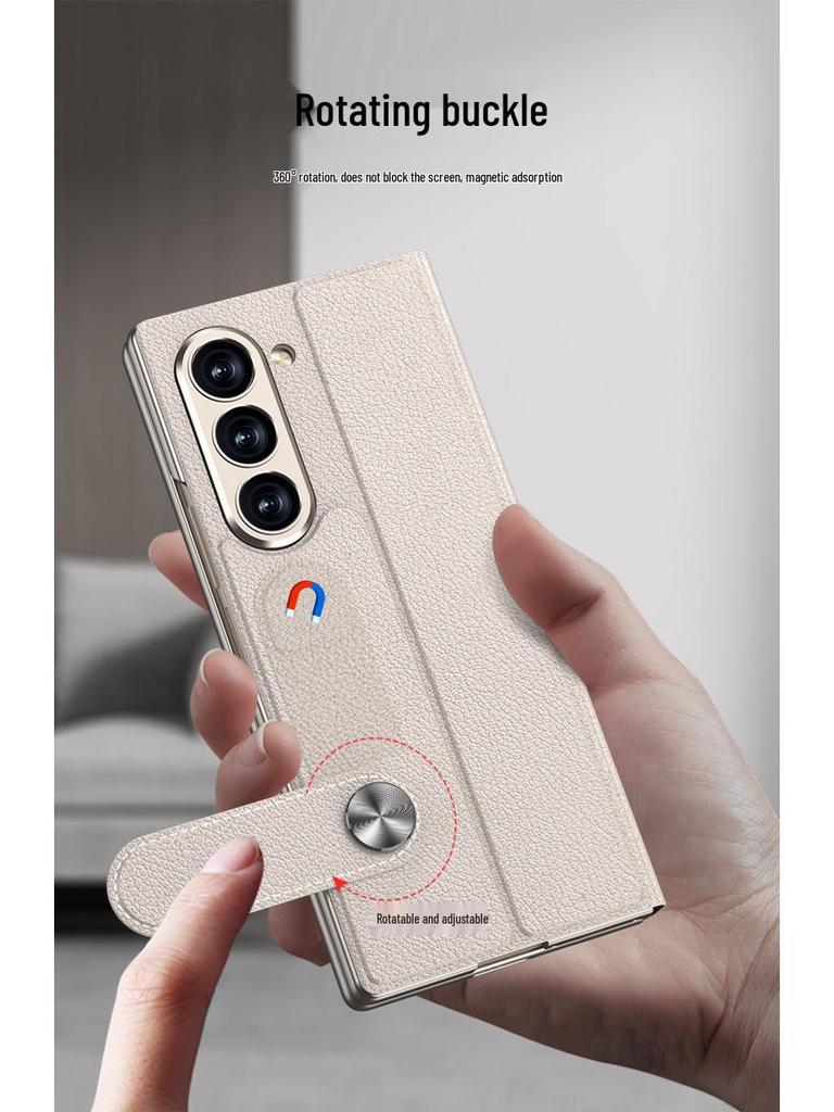 Кожаный чехол-книжка Samsung Z Fold7 для бизнеса: Полное покрытие, Креативный дизайн