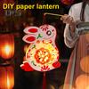 Chinese Style DIY Lantern Kit Handmade Red White Rabbit LED Light Lantern Festive Paper Lantern for Mid-autumn Festival