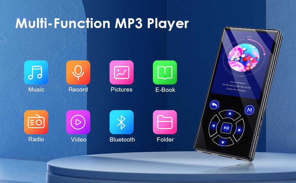 Популярный Bluetooth MP3-плеер 2026 года с сенсорным экраном, радио и поддержкой иврита.