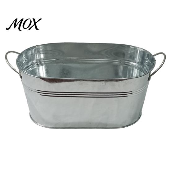 Party Beer Chiller Galvanized Steel Ice Bucket with Dual Handles, Heavy Duty Metal Beverage Storage Bin Tub, Drink Wine Cocktail Champagne for