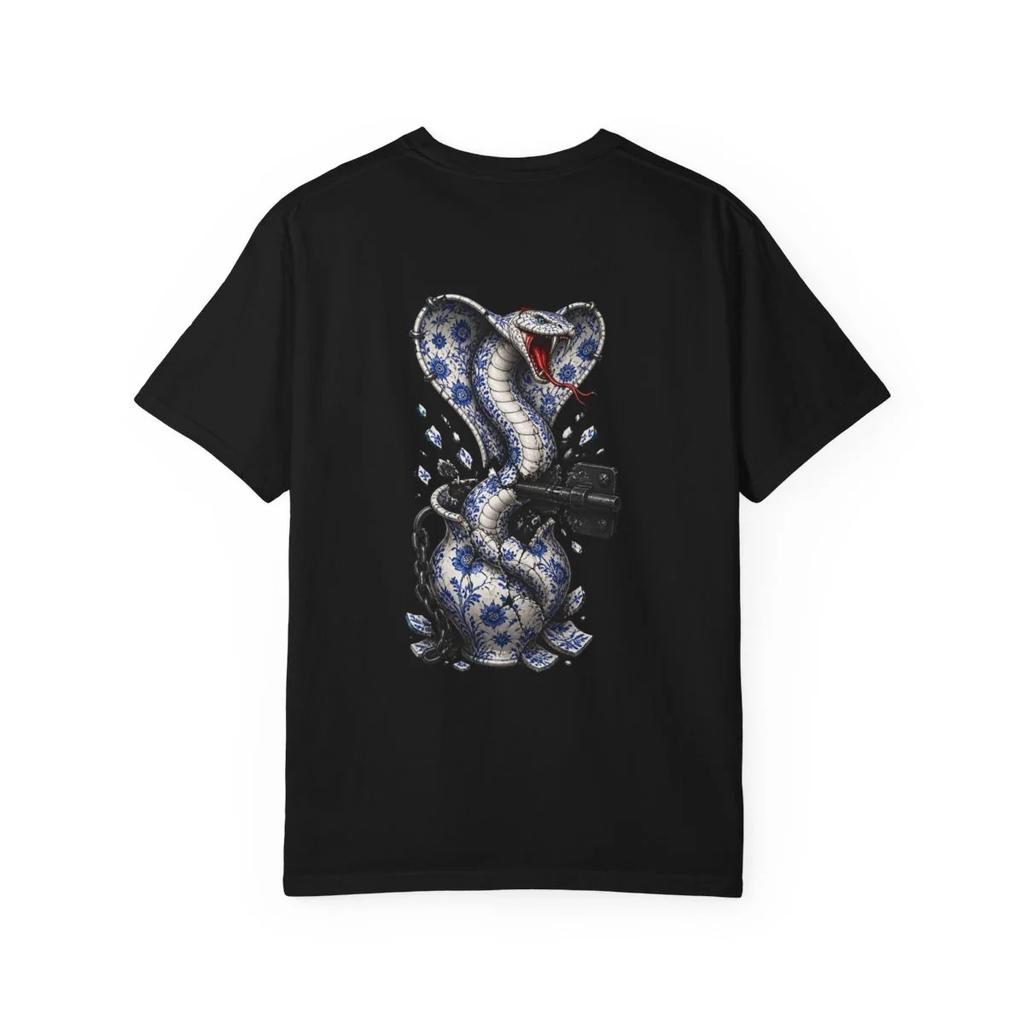 Porcelain Cobra Amphora Graphic T-Shirt Black Back Print Comfort Colors 1717
