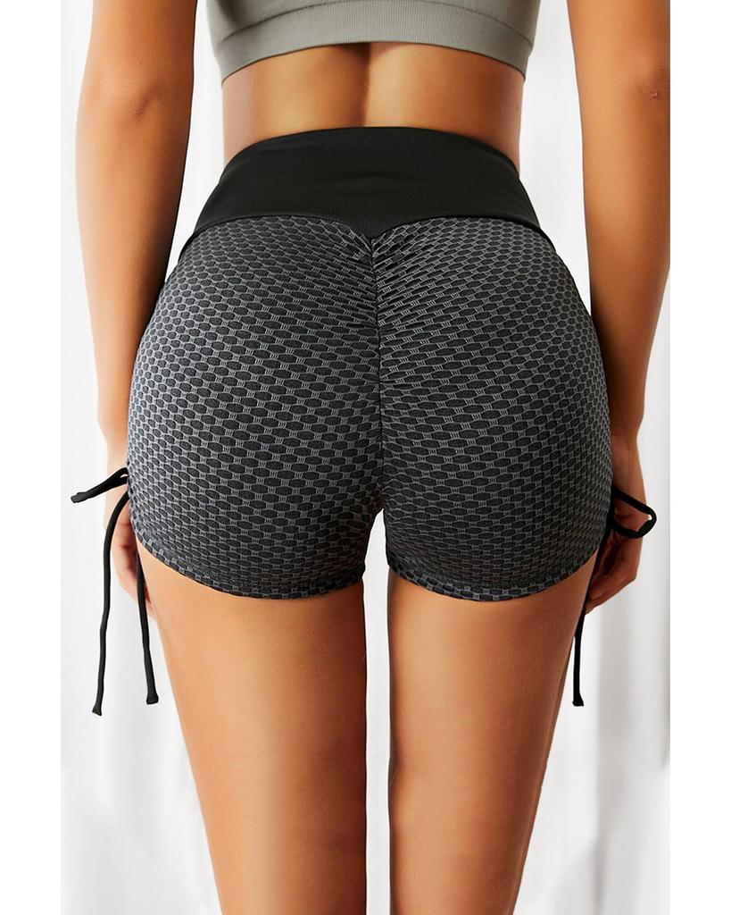 Azura Exchange Черные шорты с завязками по бокам, антицеллюлитные, с высокой талией, утягивающие ягодицы