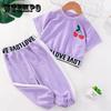 2PCS Children Clothing Set Spring Summer Girls Suits Printing Letter Cherry Short Sleeve Tops + Pants Clothing Set