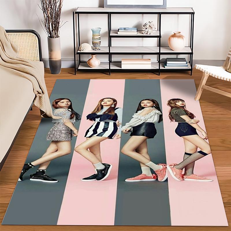 K-pop girl group member printed flannel non-slip rug, suitable for rooms, living rooms, home decor, gifts