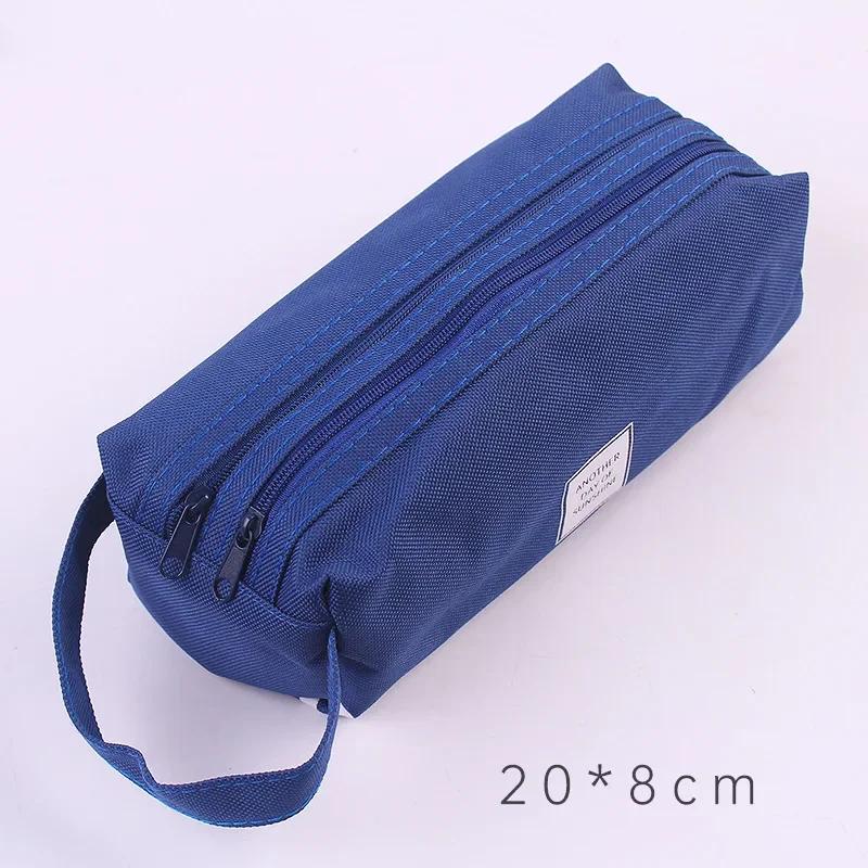 Large Capacity Pencil Cases Double Layer Simple Canvas Bags for Girls Back to School School Office Supplies Stationery