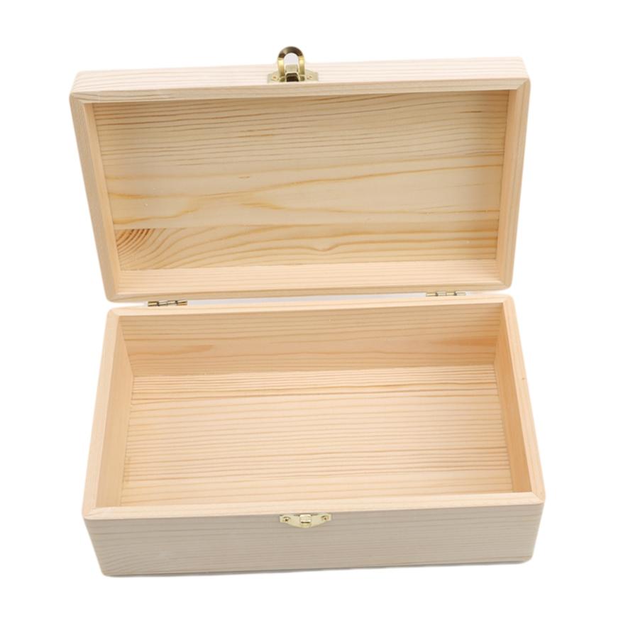 Wooden Box Rectangular Storage Box with Lock Clasp Gift Packaging Box Clamshell Solid Wood Box