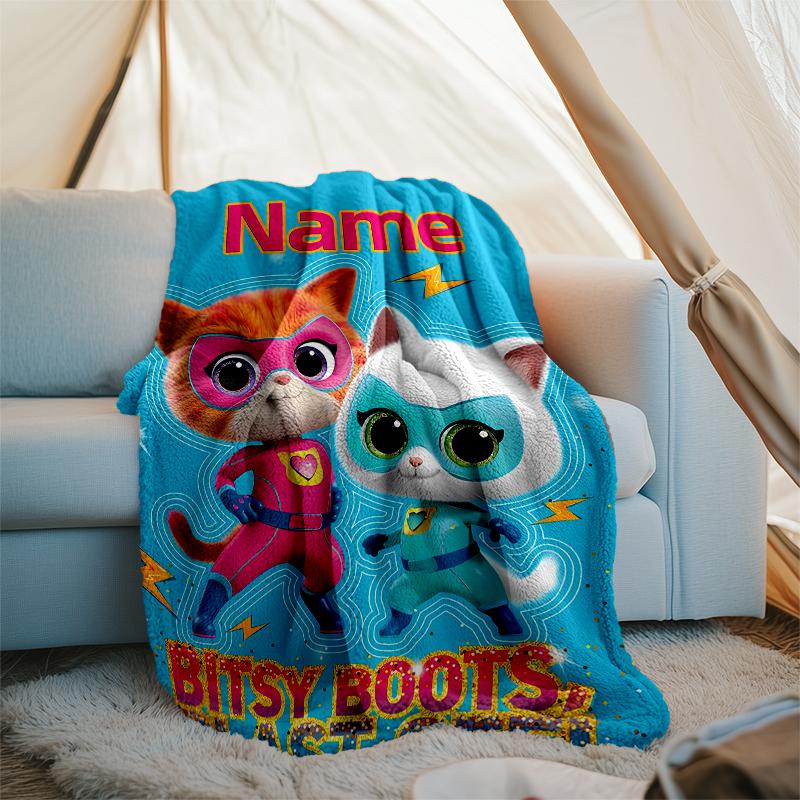 Personalized Custom Name Blanket - SuperKitties Print Design,Blanket for Sofa,Bed,Travel,Camping - Soft and Warm, Great Gift