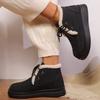 Модные Ретро Флисовые Толстые Теплые Ботильоны Женские На Шнуровке Платформа Снежные Ботинки Женские Зимние Из ПУ Кожи Короткие Плюшевые Ботильоны Женские