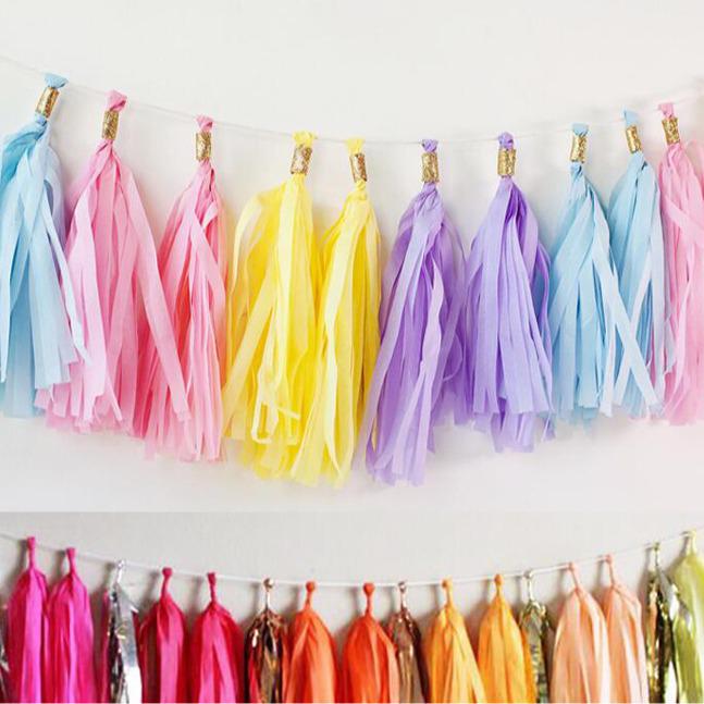 EU & US Romantic Wedding Room or Birthday Paper Tassel Curtain (35cm) DIY Festive Decoration