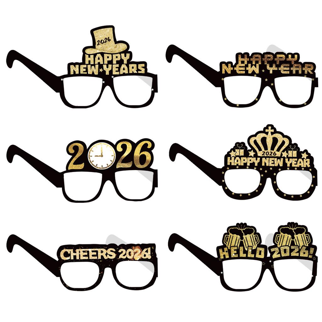 Happy New Year New Year Theme Party Glasses Photo Props