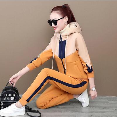 Модный комплект из 2 предметов: женский спортивный костюм, теплая толстовка и брюки, спортивный костюм с капюшоном