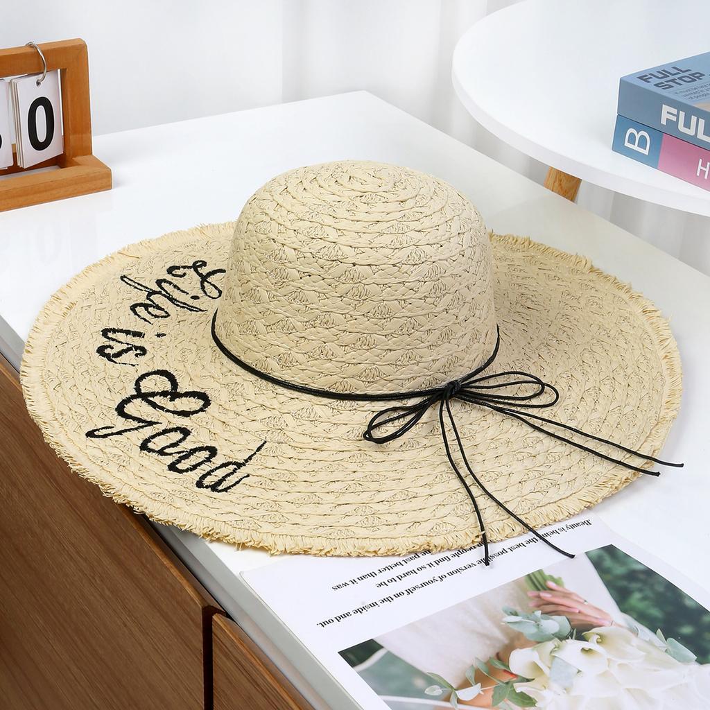 European and American fashion big-brimmed straw hat women's seaside vacation women's beach hat sun protection woven straw hat sun hat