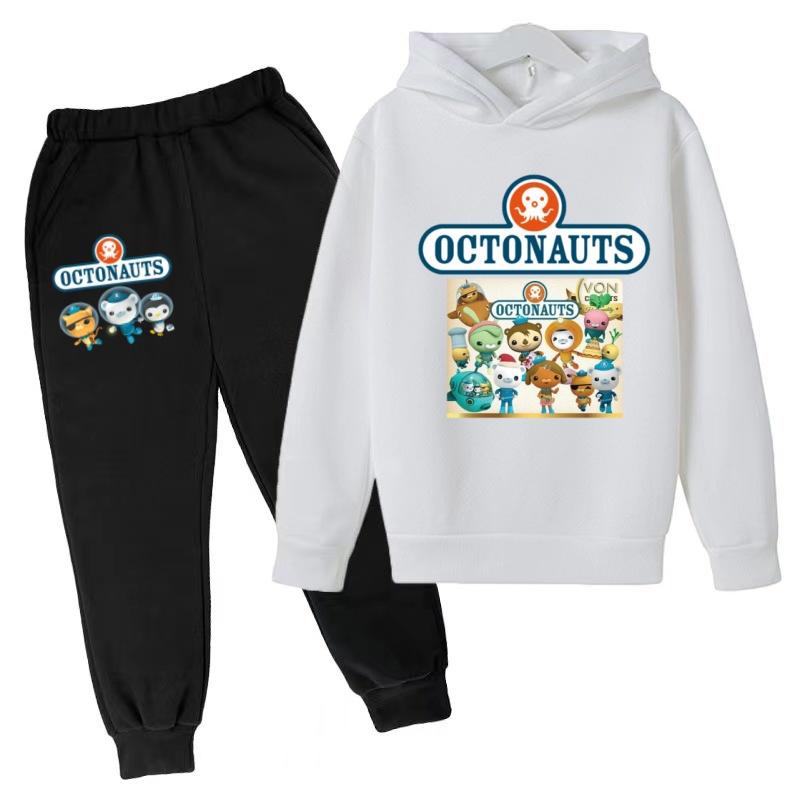 Детская одежда Толстовка Аниме OCTONAUTS Принт Длинный рукав Спортивная одежда Куртка+Брюки 2 шт Мальчик Девочка Малыш 3-12 лет Повседневный Топ Модный Комплект