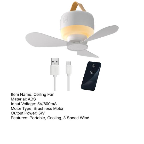 Портативный потолочный вентилятор Mini 5V USB подвесные вентиляторы для палаток со светодиодной подсветкой