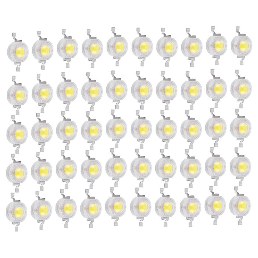 50PCS 110LM/W High Power LED Beads 1W High Power LED Chip Bulb COB Lamp Chip Spotlight Replacement