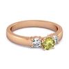 Peridot Elegant Three Stone Ring - Sterling Silver Rose Gold Vermeil