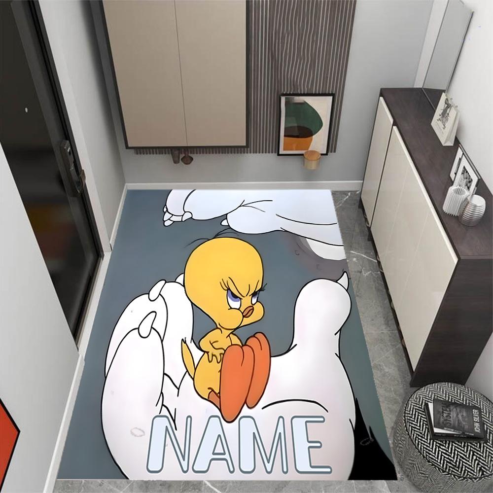 Looney Tweety Clouds Customize Your Name Area Rug Suitable for Game Room Outdoor Kitchen Balcony Anti-slip Rug Decorate Offices Wedding Party Gift