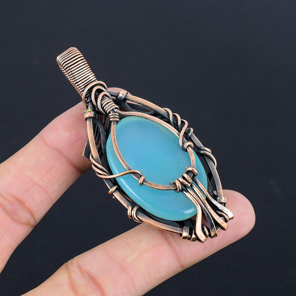 Подвеска из чистого серебра 925 пробы с синим халцедоном, ювелирные изделия с подвеской из драгоценных камней ручной работы, подарки для жены, абсолютно новый кулон