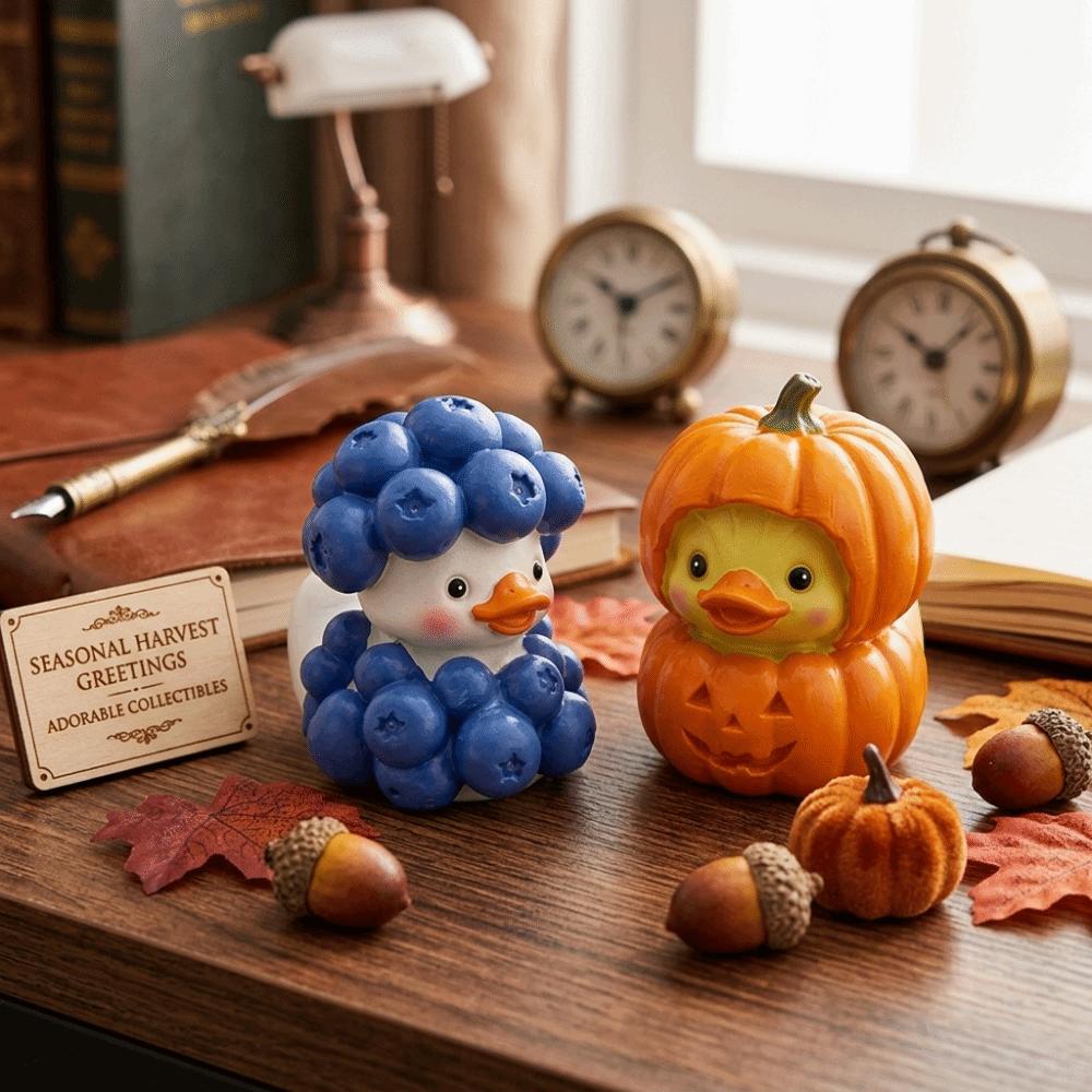 Cartoon Fruit Duck Figurine Creative Blueberry Duck Sculpture Halloween Ornament