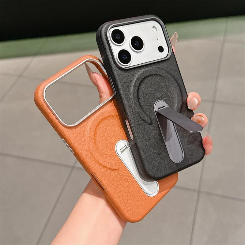 Чехол-подставка из кожи с магнитом для IPhone 17 16 15 14 13 17 Pro Max для беспроводной зарядки Magsafe Ударопрочный чехол