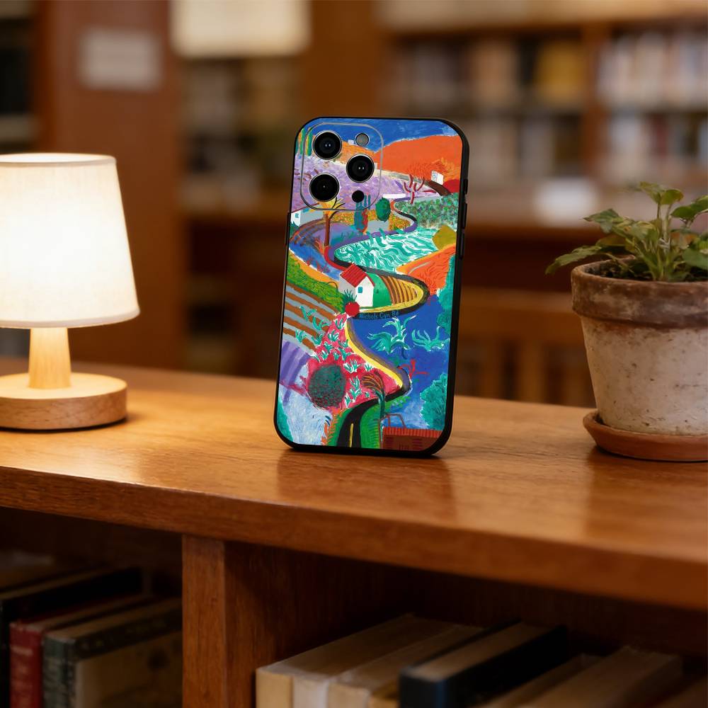Чехол для телефона с изображением работ Дэвида Хокни Для iPhone 17, 16, 15, 14, 13, 12, 11 Plus, Pro Max, Другие Мягкий Черный Чехол