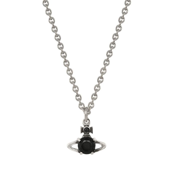 Vivienne Westwood Necklaces Men's Silver/Black Diamond 630203A8-02Q139