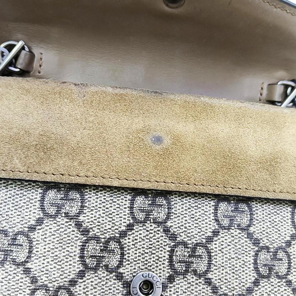 [Б/У] Сумка Gucci Dionysus GG Supreme Super Mini 'Бежевая' - Хорошее состояние #1A507FU