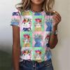 Женская футболка с принтом мультяшных животных Harajuku с короткими рукавами и круглым вырезом, повседневные футболки
