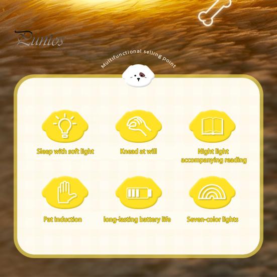 Силиконовый ночник с таймером автоматического выключения. Милый дизайн в виде щенка. Защита глаз без мерцания. Сенсорное управление. Светодиодный прикроватный светильник.