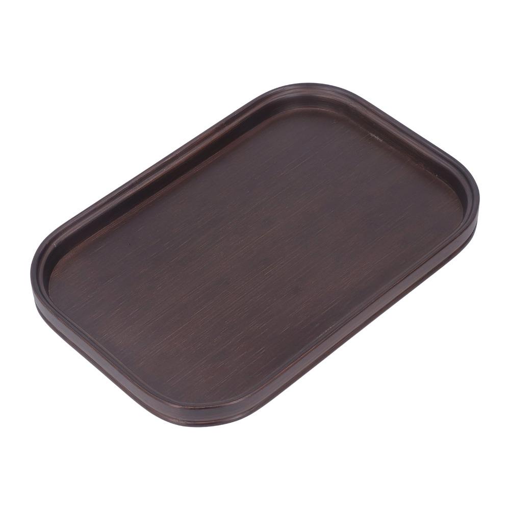 Walnut Finish Bamboo Serving Tray 13.4 X 9.1 X 1in Fruit Tray Multi Purpose Centerpiece For Home