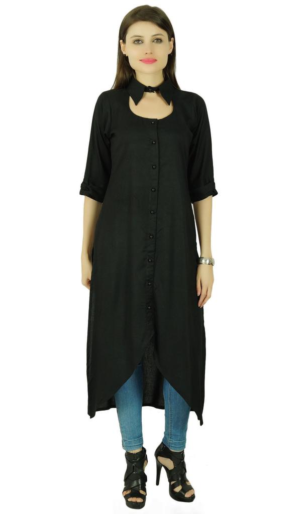 Bollywood Rayon 3 4 Sleeve Solid Kurti Women Ethnic Dress Tunic Top